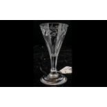 19th Century Cordial Glass, etched floral decoration, chip to base. Height 4.5".