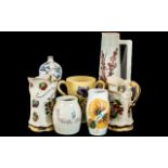 Three Radford Pieces, comprising cream twin handled vase with floral design, a 13'' 1930s tall white