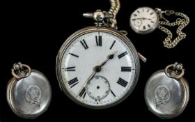 Antique Silver Pocket Watch. Gents Antique Silver Pocket Watch, With Attached Albert - Please See