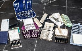 Large Collection of Boxed Flatware. Assorted shapes and styles, all boxed.