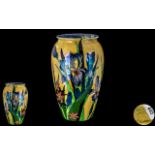 Rubian - Superb 1930's Lustre Vase - Decorated with Floral Images on Orange / Yellow Ground,