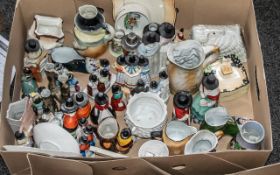 Large Quantity of Welsh Souvenir Ware, including pottery figures, jugs, plates, vases, baskets,