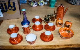 Collection of Victoria Lustre Ware, comprising coffee pot, creamer and sugar bowl,