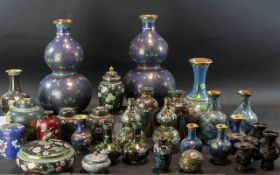 Large Quantity of Mostly Late 20th Century Cloisonne, to include a pair of 12" vases,