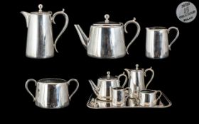 Elkington & Co Fine Quality ( 5 ) Piece Silver Plated Tea Service, Including Large Tray.