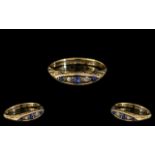 Ladies - Nice Quality 18ct Gold Diamond and Sapphire Set Ring, Scroll Setting.