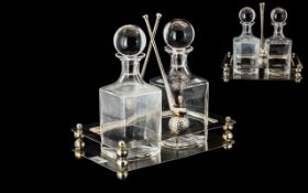 Golfing Interest. Gentleman's Deluxe and Heavy Steel Decanter - Desk Stand, For a Pair of Top