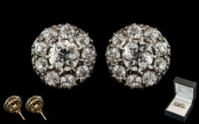 Antique Period Pair of Superb Quality Diamond Set Earrings.