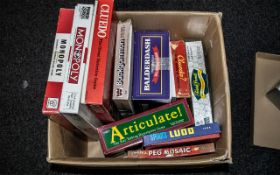 Large Box of Vintage Board Games, including Monopoly, Articulate!, Backgammon, Cluedo, Balderdash,