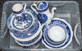 Collection of Blue & White China, comprising Mason's 'Vista' three large bowls,