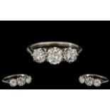 18ct White Gold Excellent Quality - 3 Stone Diamond Set Ring. Marked 750 - 18ct to Interior of