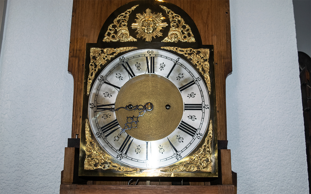 Arts & Crafts Oak Cased Long Case Clock, - Image 2 of 7