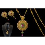 An Indian 22ct Gold Necklace Pendant & E