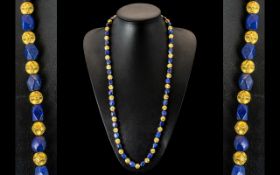 An Indian Lapis Lazuli 18ct Gold Necklac