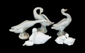 Collection of Three Lladro Geese Figures