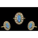 18ct Gold - Stunning Black Opal and Diam