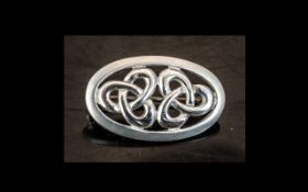 Scottish Silver Designer Brooch. Celtic Silver Brooch, Hallmarked for Silver, and Maker Mark K.H.