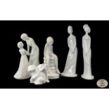 Spode and Coalport Collection of White Porcelain Figures ( 5 ) Figures In Total. Comprises 1/