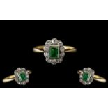 Antique Period - Attractive Ladies Exquisite 18ct Gold and Platinum Diamond and Emerald Set Ring.