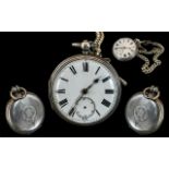 Antique Silver Pocket Watch. Gents Antique Silver Pocket Watch, With Attached Albert - Please See