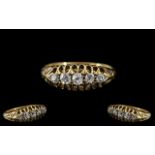 Edwardian Period 1902 - 1910 Attractive 5 Stone Diamond Set Ring. The Semi-Cut Cushion Diamond of