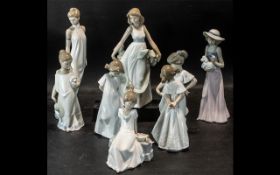 Collection of Nao by Lladro Figurines, comprising 'Elegance' No. 57502 12" tall, Muse No.