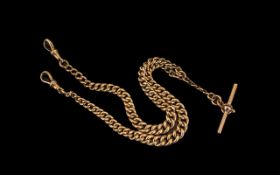 Victorian Period 1837 - 1901 Superb 9ct Gold Double Watch Albert Chain with T-Bar and Two Clasps.
