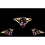 Ladies - Attractive 9ct Gold Single Stone Amethyst Set Ring, Fully Hallmarked to Interior of Shank.