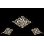 18ct Gold and Platinum - Attractive Diamond Pave Set Ring. c.1920's Attractive Wire Setting.