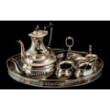 Collection of Silver Plated Ware, comprising at oval 20'' tray with beaded and pierced trim, with an