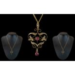 Edwardian Period - Exquisite and Attractive 9ct Gold Pendant Drop,