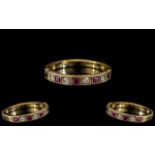 Ladies 18ct Gold - Attractive Ruby and Diamond Set Ring, Marked for 18ct.