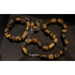 A Silver Tiger's Eye Necklace with lobster lock (425 cts) with matching silver hook Tiger's Eye