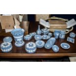 Collection of Wedgwood Blue Jasperware Items, comprising a large vase 7'' tall x 6'' diameter, a