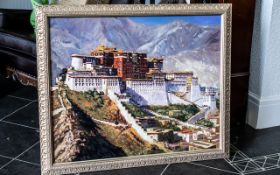 Tibetan Oil Painting depicting Lhaso, capital of Tibet. Artist Ziu Yong. Large oil on board,