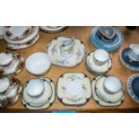 Noritake Tea Set comprising a milk jug, sugar bowl, six saucers, two cups, 6 square side plates,