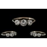 Ladies 18ct White Gold Attractive 3 Stone Diamond Set Ring, of White Colour and Excellent Clarity.