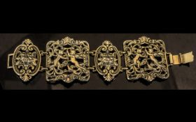 Jewel Craft Creations Art Nouveau Design Statement Bracelet, Gold Plate. Designer Statement Bracelet