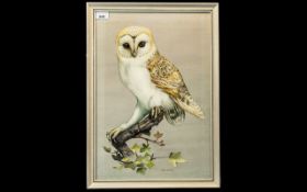 John Selby Watercolour 'Barn Owl' 13" x 19", framed and glazed.