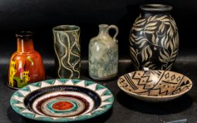 A Collection of Studio Pottery (7) pieces in total. To include vases and bowls. Includes soapstone