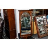 American Mahogany Hall Mirror with shelf and two coat hooks. Measures height 42", 23" wide.