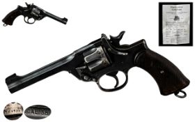 English - Revolver, Number F9327. Calibre / Chamber Length 38 Inches. Barrel Length 5 Inches.