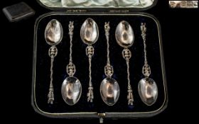 Set Of Six Victorian Silver Spoons, Hallmarked For London 1898,