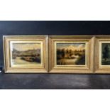 Collection of Three Original Early 20th Century Oil Paintings, all mounted and framed behind