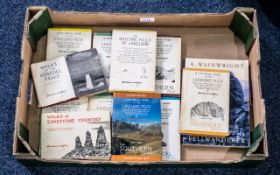 Box of Vintage A Wainwright Books, including three rare editions, 'The Outlying Fells of Lakeland',