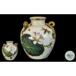 Royal Worcester Aesthetic Vase, with three coiled serpent applied handles,