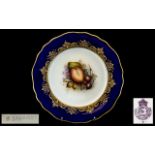 Royal Worcester - Signed Hand Painted Cabinet Plate by Richard Sebright ' Fruits ' Stillife - Plums