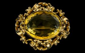 Mid Victorian Period Stunning 18ct Gold Citrine Set Brooch of Large Proportions. c.1860. The Large