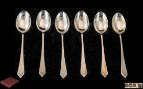 Silver Hallmark Interest. Boxed Set of Six Silver Spoons with Various Hallmarks. Comprises 1/ London