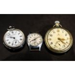An Omega Open Faced Pocket Watch, 51 mm base metal case, white dial with Arabic numerals and